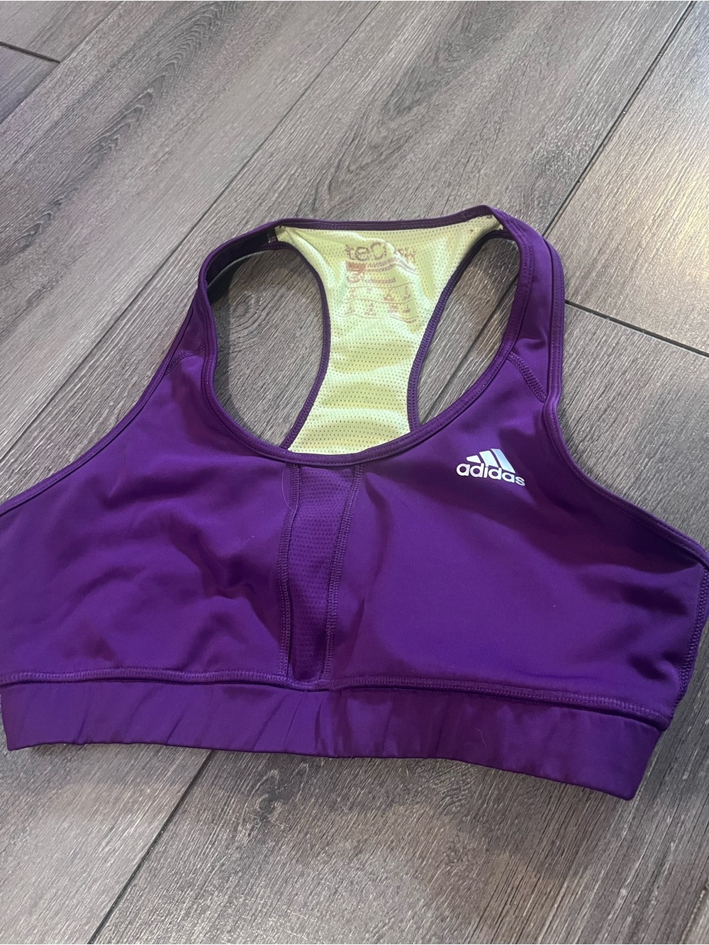 adidas Purple Racerback Swim Bra with Yellow Mesh Lining